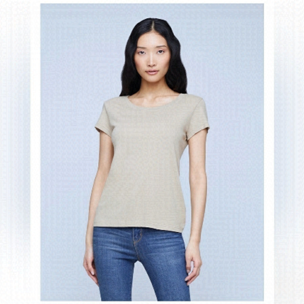 SOLD 𝅺L’AGENCE Cory Tee Shirt 100% Cotton Brown Size Small